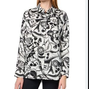 Karl Lagerfeld Stylish Black and White Women's Top Size L NWT